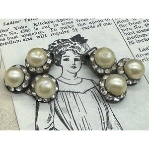 Vintage Jewelry Clip On Pearl Cluster with Rhinestones Pearl Earrings